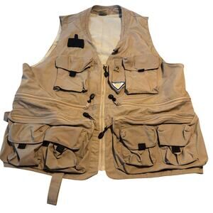 Serturan Safari Guide Fisherman Tan Utility Vest Mens Size Large Machu Pichu